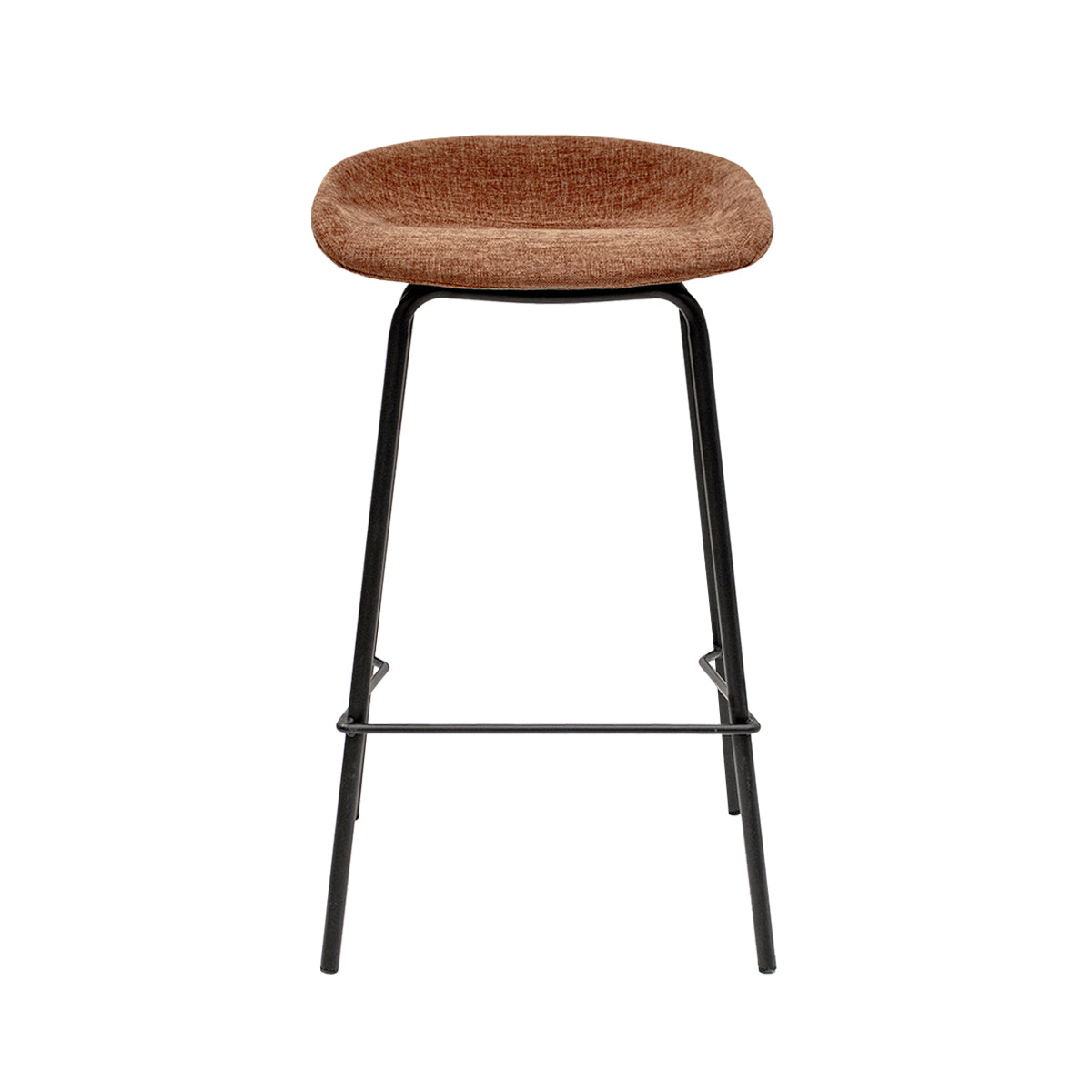 Barhocker – Strukturstoff Bezug, Schwarzes Metallgestell, Terra Farbe, 70 cm Höhe - Riga | Kick Collection