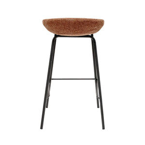 Barhocker – Strukturstoff Bezug, Schwarzes Metallgestell, Terra Farbe, 70 cm Höhe - Riga | Kick Collection