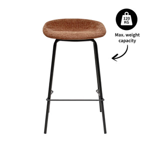 Barhocker – Strukturstoff Bezug, Schwarzes Metallgestell, Terra Farbe, 70 cm Höhe - Riga | Kick Collection