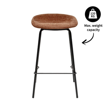 Barhocker – Strukturstoff Bezug, Schwarzes Metallgestell, Terra Farbe, 70 cm Höhe - Riga | Kick Collection
