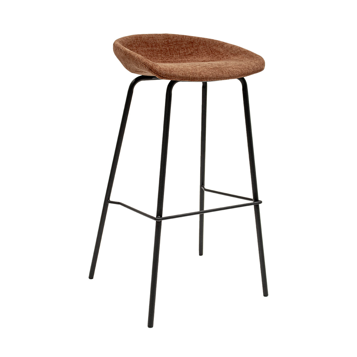 Barhocker – Strukturstoff Bezug, Schwarzes Metallgestell, Terra Farbe, 80 cm Höhe - Riga | Kick Collection