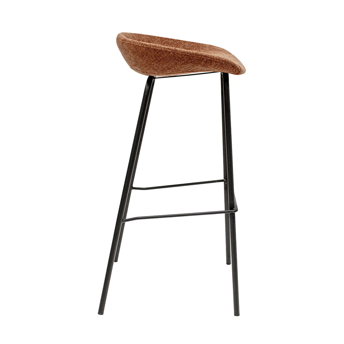 Barhocker – Strukturstoff Bezug, Schwarzes Metallgestell, Terra Farbe, 80 cm Höhe - Riga | Kick Collection