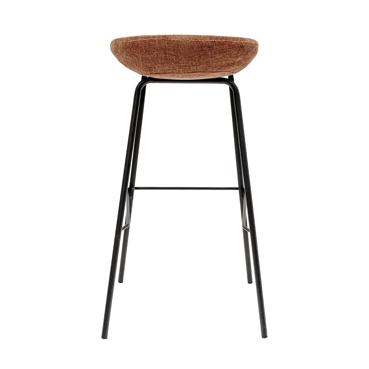 Barhocker – Strukturstoff Bezug, Schwarzes Metallgestell, Terra Farbe, 80 cm Höhe - Riga | Kick Collection