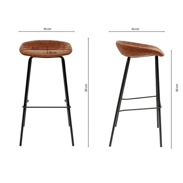Terra Textured Fabric Bar Stool Black Metal Frame Comfortable Seat Cushions – Riga | Kick Collection