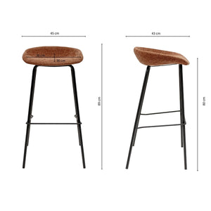 Barhocker – Strukturstoff Bezug, Schwarzes Metallgestell, Terra Farbe, 80 cm Höhe - Riga | Kick Collection