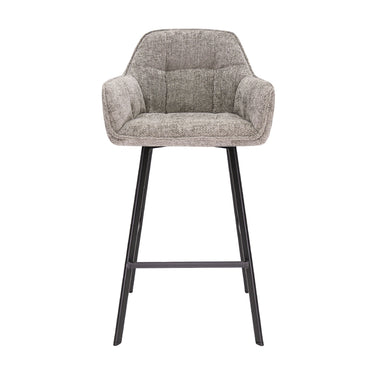 Barstool - Chenille Cover Grey, Ergonomic Design & Black Metal Frame – Lynn | Kick Collection