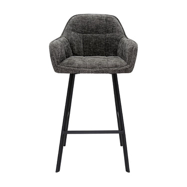 Bar Stools - Dark Grey Chenille Fabric, Ergonomic Design & Black Metal Frame – Lynn | Kick Collection
