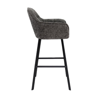 Bar Stools - Dark Grey Chenille Fabric, Ergonomic Design & Black Metal Frame – Lynn | Kick Collection