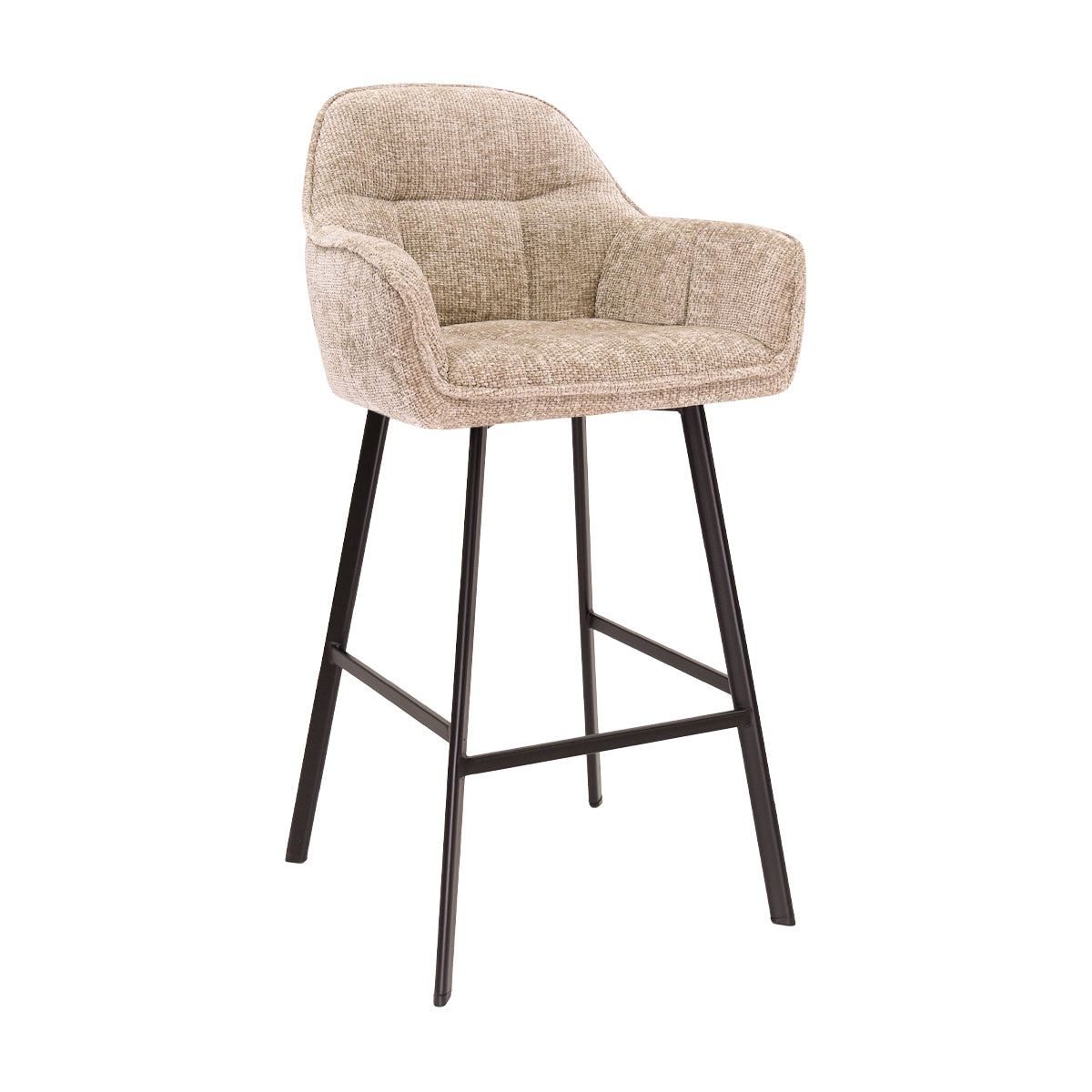 Barstuhl – Chenille Stoff, Metall Gestell, Champagne Farbe - Lynn | Kick Collection