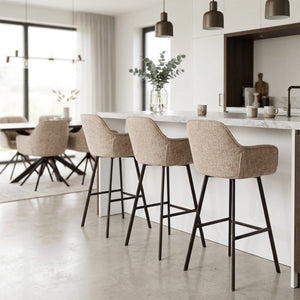Barstuhl – Chenille Stoff, Metall Gestell, Champagne Farbe - Lynn | Kick Collection
