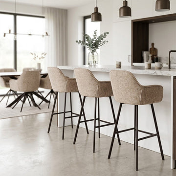 Barstuhl – Chenille Stoff, Metall Gestell, Champagne Farbe - Lynn | Kick Collection