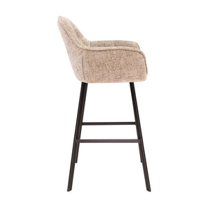 Barstuhl – Chenille Stoff, Metall Gestell, Champagne Farbe - Lynn | Kick Collection