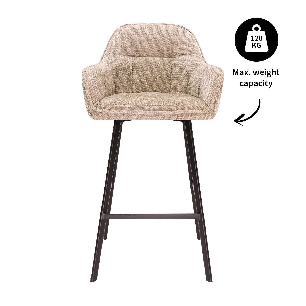 Barstuhl – Chenille Stoff, Metall Gestell, Champagne Farbe - Lynn | Kick Collection