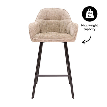Barstuhl – Chenille Stoff, Metall Gestell, Champagne Farbe - Lynn | Kick Collection