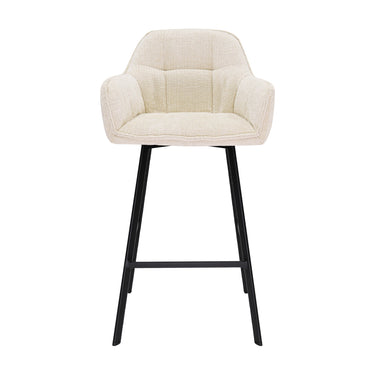 Bar Stool - Cream Chenille Cover, Ergonomic Design & Black Metal Frame – Lynn | Kick Collection
