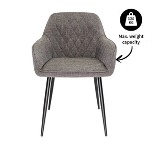 Esszimmerstuhl – Texture Stoff, Rautensteppung, Dunkelgraue Farbe - Jip | Kick Collection