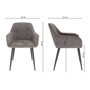 Esszimmerstuhl – Texture Stoff, Rautensteppung, Dunkelgraue Farbe - Jip | Kick Collection