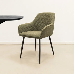 Esszimmerstuhl – Texture Stoff, Rautensteppung, Grüne Farbe - Jip | Kick Collection