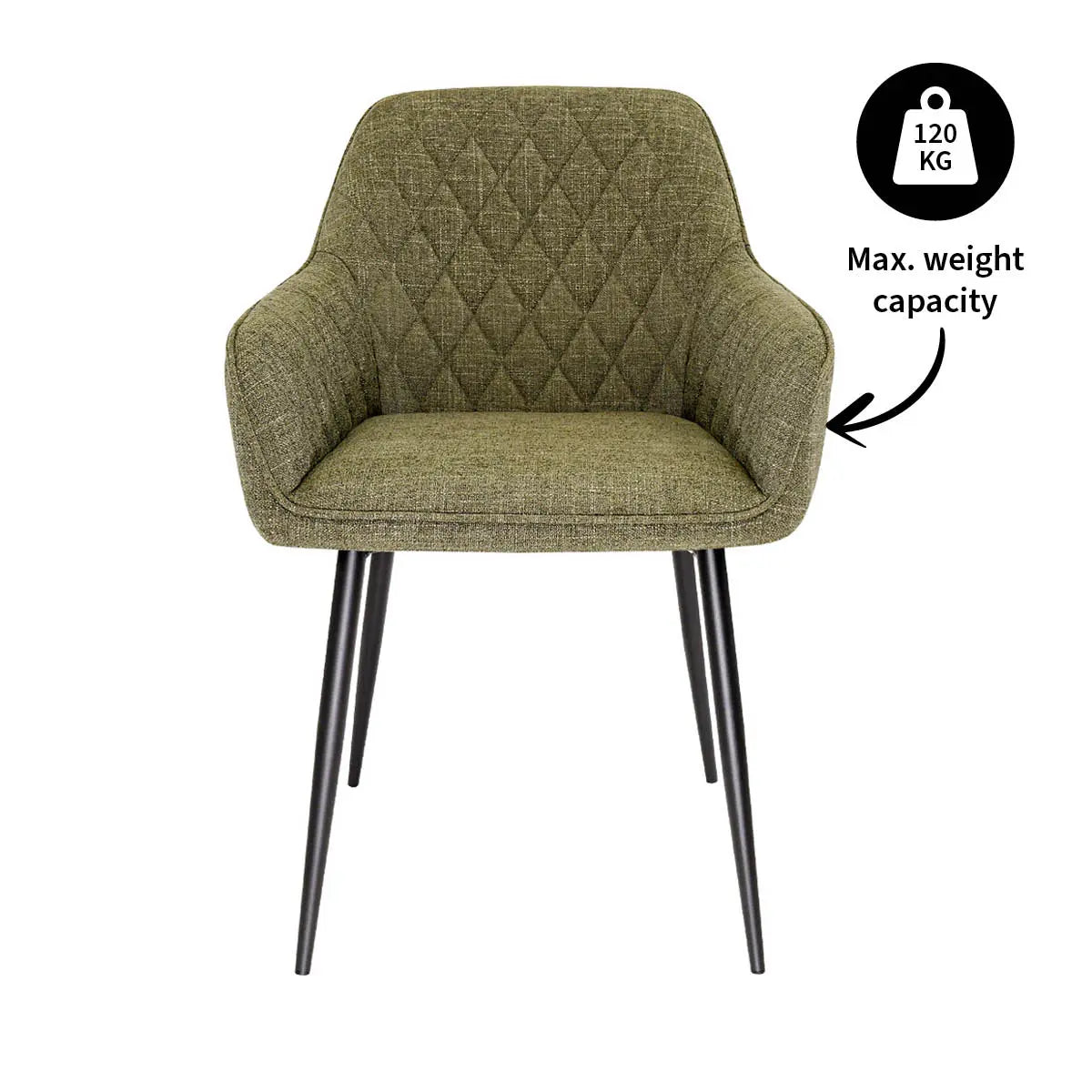 Esszimmerstuhl – Texture Stoff, Rautensteppung, Grüne Farbe - Jip | Kick Collection