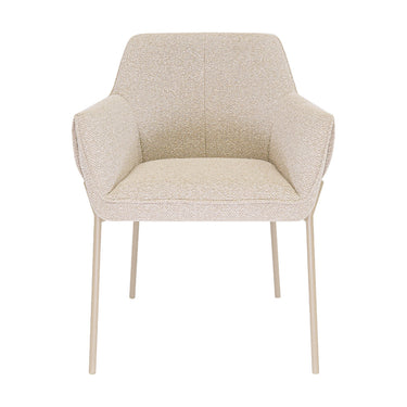 Dining Chair - Armrests, Champagne Textured Fabric & Diamond Quilting - Mila | Kick Collection