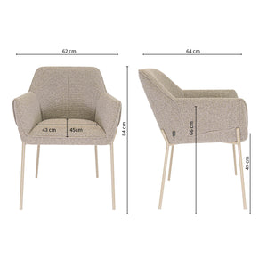 Esszimmerstuhl – Texture Stoff, Metall Gestell, Beige Farbe - Mila | Kick Collection