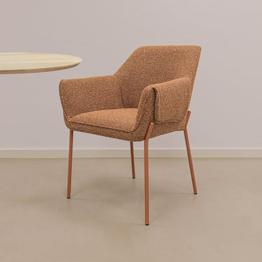 Dining chair - armrests, textured fabric Terra & diamond quilting - Mila | Kick Collection