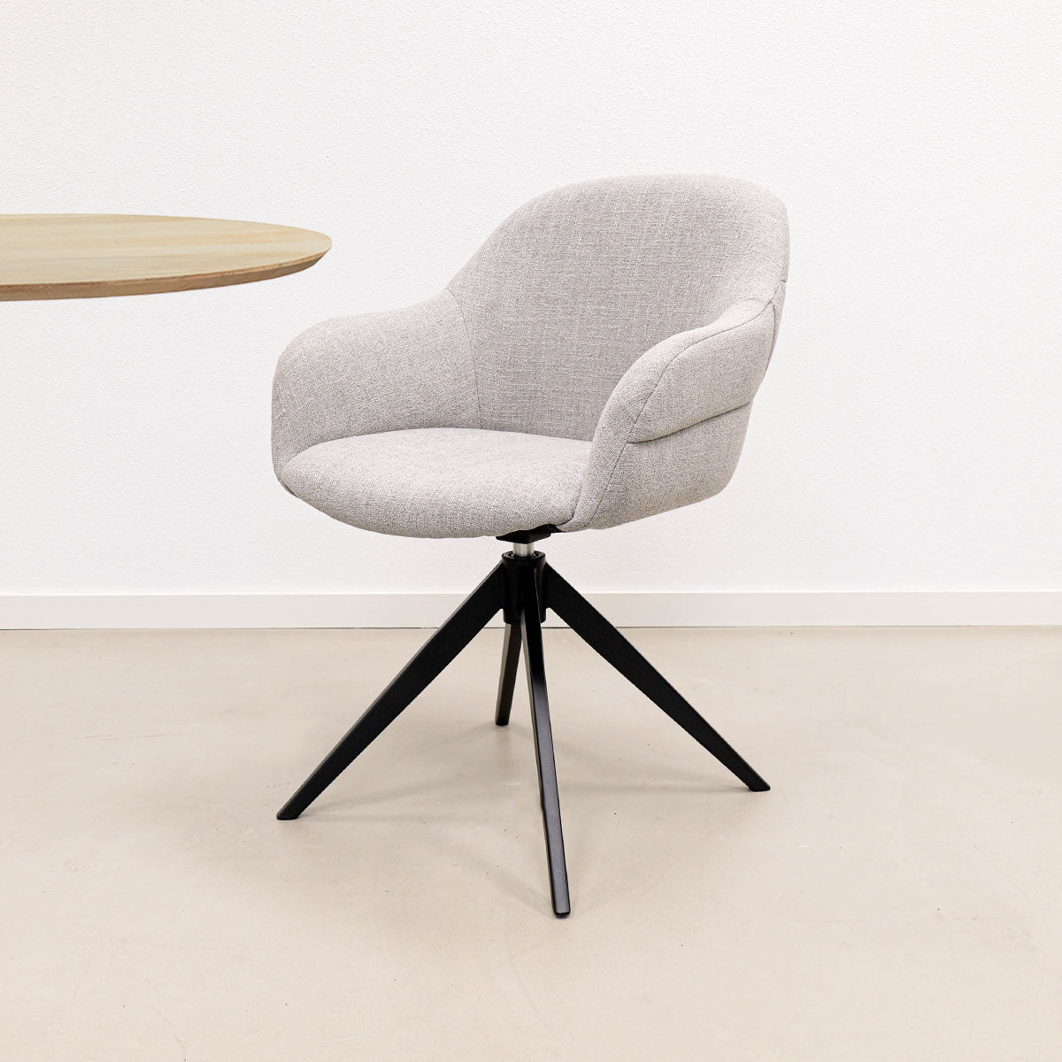 Drehstuhl – Strukturstoff Bezug, Drehbares Metallgestell, Graue Farbe - Noel | Kick Collection