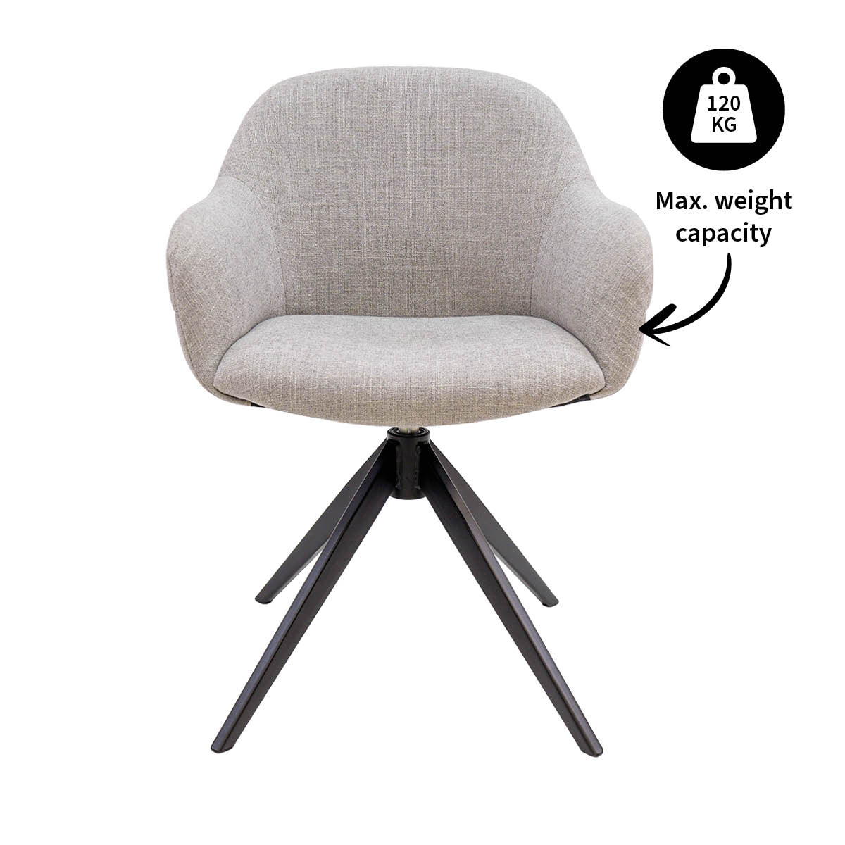 Drehstuhl – Strukturstoff Bezug, Drehbares Metallgestell, Graue Farbe - Noel | Kick Collection