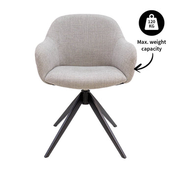 Drehstuhl – Strukturstoff Bezug, Drehbares Metallgestell, Graue Farbe - Noel | Kick Collection