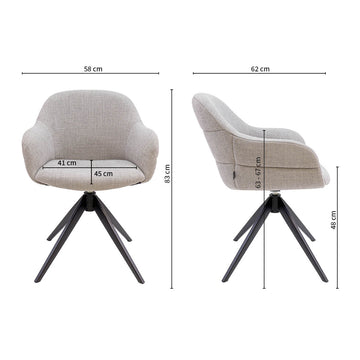 Drehstuhl – Strukturstoff Bezug, Drehbares Metallgestell, Graue Farbe - Noel | Kick Collection