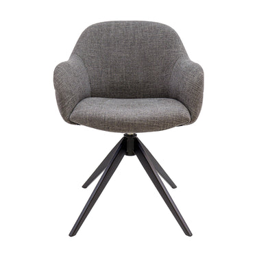 Drehstuhl – Dunkelgrauer Strukturstoff, Schwarzes Metall, 360° Drehfunktion - Noel | Kick Collection