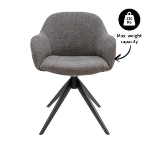 Drehstuhl – Strukturstoff Bezug, Drehbares Metallgestell, Dunkelgraue Farbe - Noel | Kick Collection