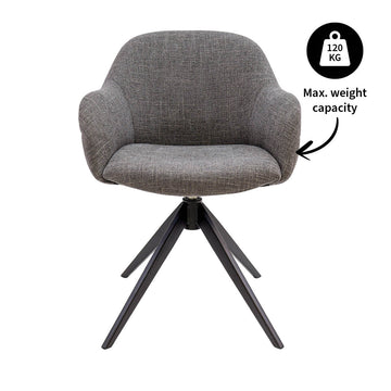 Drehstuhl – Strukturstoff Bezug, Drehbares Metallgestell, Dunkelgraue Farbe - Noel | Kick Collection