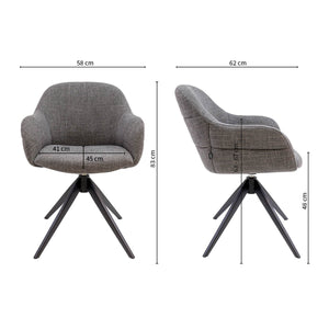 Drehstuhl – Strukturstoff Bezug, Drehbares Metallgestell, Dunkelgraue Farbe - Noel | Kick Collection