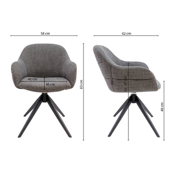 Drehstuhl – Strukturstoff Bezug, Drehbares Metallgestell, Dunkelgraue Farbe - Noel | Kick Collection