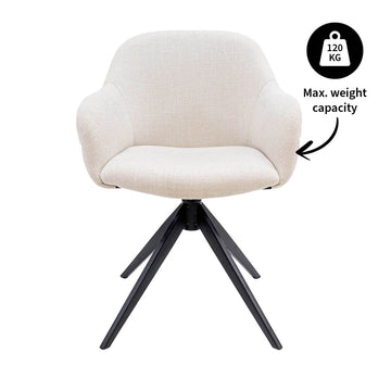 Drehstuhl – Strukturstoff Bezug, Drehbares Metallgestell, Champagne Farbe - Noel | Kick Collection