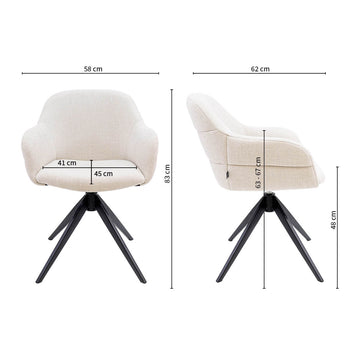 Drehstuhl – Strukturstoff Bezug, Drehbares Metallgestell, Champagne Farbe - Noel | Kick Collection