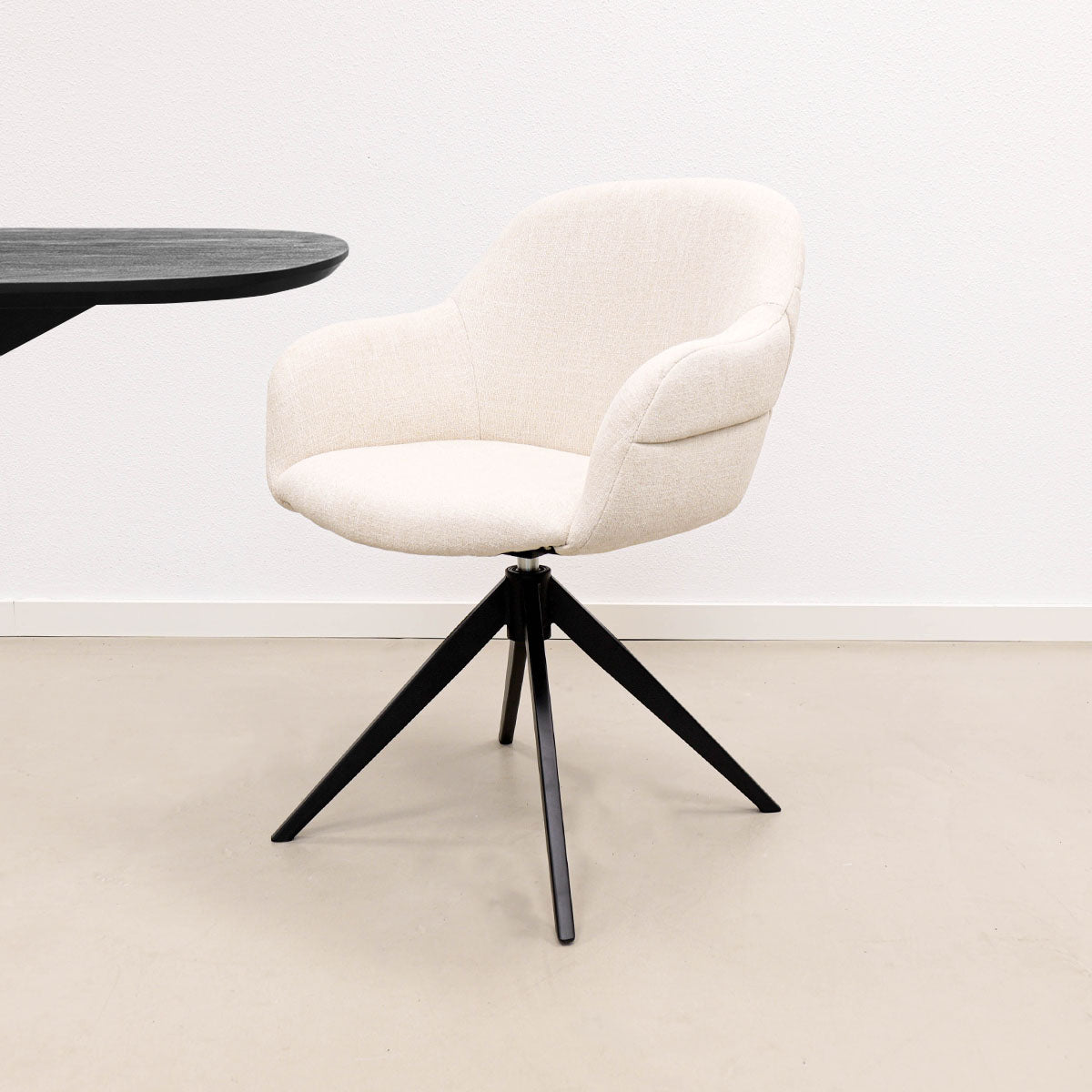 Drehstuhl – Strukturstoff Bezug, Drehbares Metallgestell, Champagne Farbe - Noel | Kick Collection
