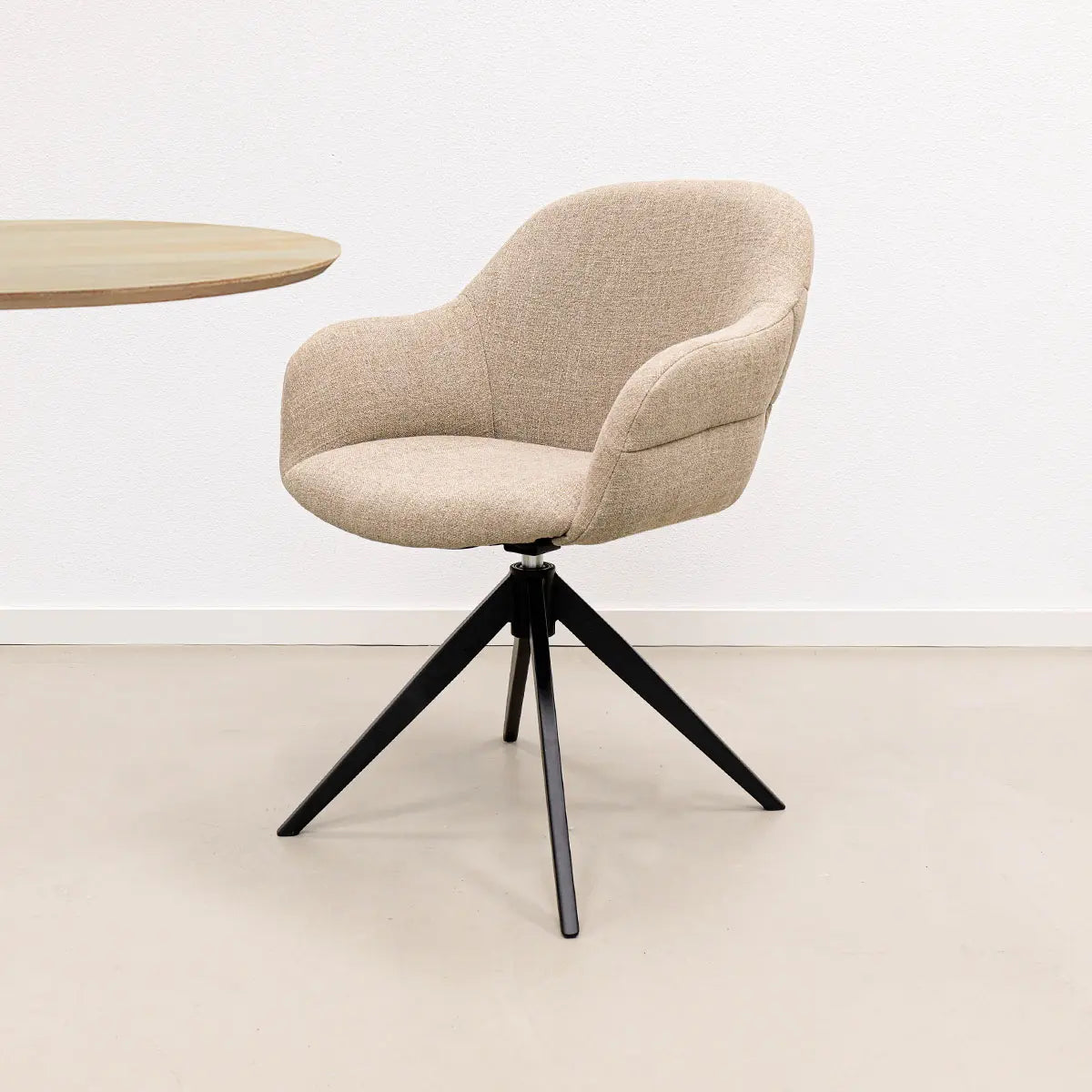 Drehstuhl – Strukturstoff Bezug, Drehbares Metallgestell, Taupe Farbe - Noel | Kick Collection