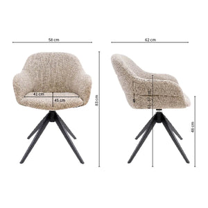 Drehstuhl – Strukturstoff Bezug, Drehbares Metallgestell, Taupe Farbe - Noel | Kick Collection