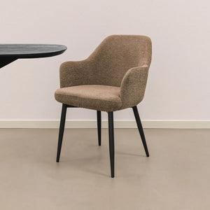 Esszimmerstuhl – Texture Stoff, Metallgestell Schwarz, Taupe Farbe - Jodi | Kick Collection