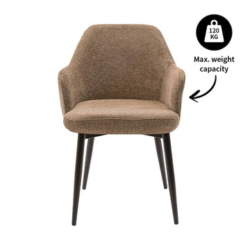 Esszimmerstuhl – Texture Stoff, Metallgestell Schwarz, Taupe Farbe - Jodi | Kick Collection