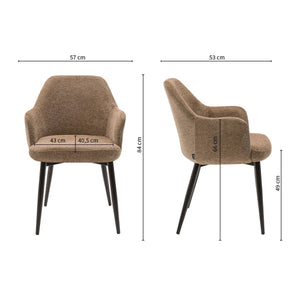 Esszimmerstuhl – Texture Stoff, Metallgestell Schwarz, Taupe Farbe - Jodi | Kick Collection