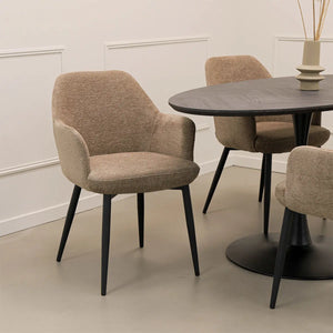 Esszimmerstuhl – Texture Stoff, Metallgestell Schwarz, Taupe Farbe - Jodi | Kick Collection