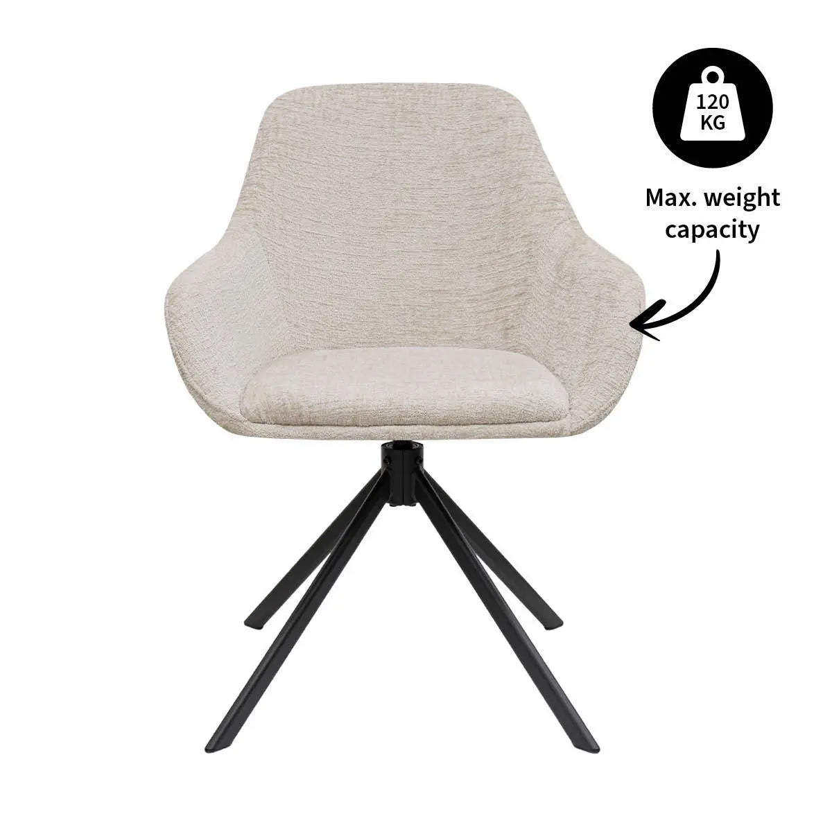 Drehstuhl – Texture Stoff, 360° Drehfunktion, Champagner Farbe - Jule | Kick Collection