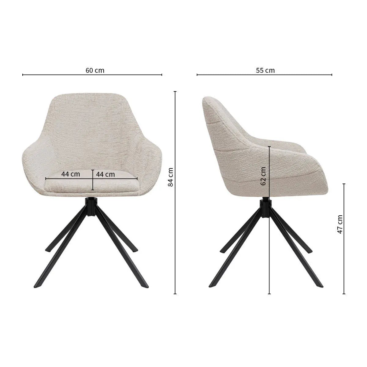 Drehstuhl – Texture Stoff, 360° Drehfunktion, Champagner Farbe - Jule | Kick Collection