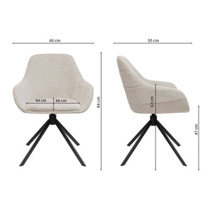 Drehstuhl – Texture Stoff, 360° Drehfunktion, Champagner Farbe - Jule | Kick Collection