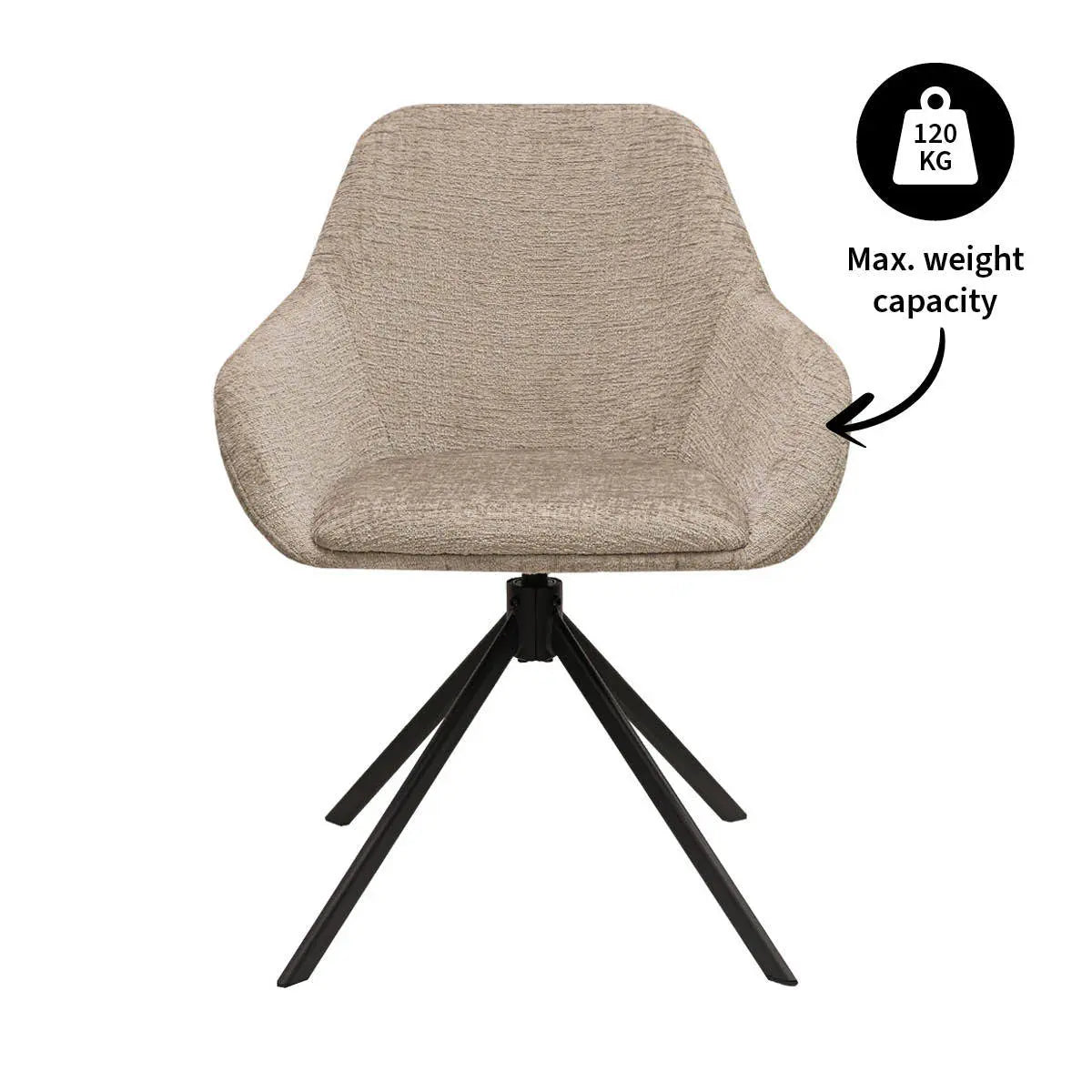 Drehstuhl – Texture Stoff, 360° Drehfunktion, Beige Farbe - Jule | Kick Collection
