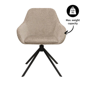 Drehstuhl – Texture Stoff, 360° Drehfunktion, Beige Farbe - Jule | Kick Collection