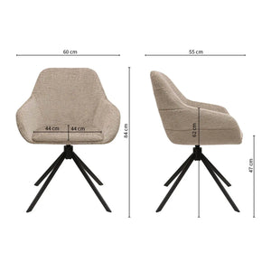 Drehstuhl – Texture Stoff, 360° Drehfunktion, Beige Farbe - Jule | Kick Collection